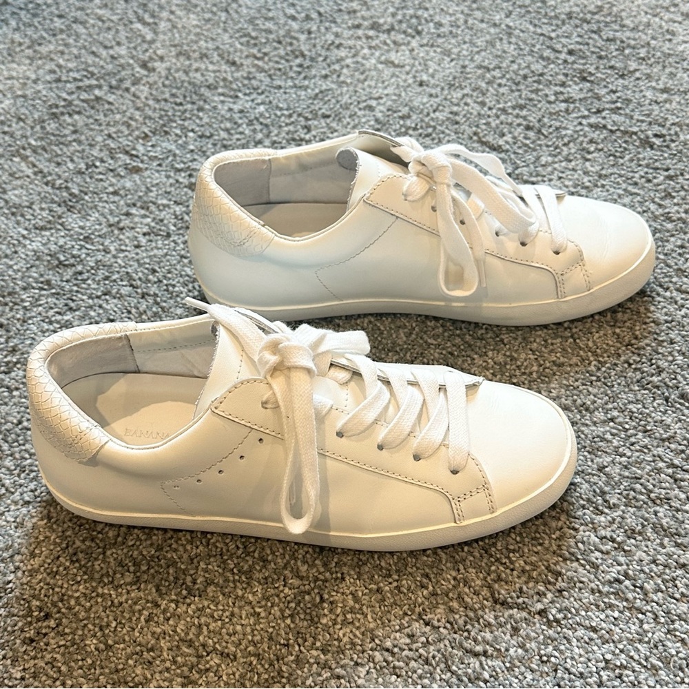 Banana Republic white leather sneakers with snakeskin detail